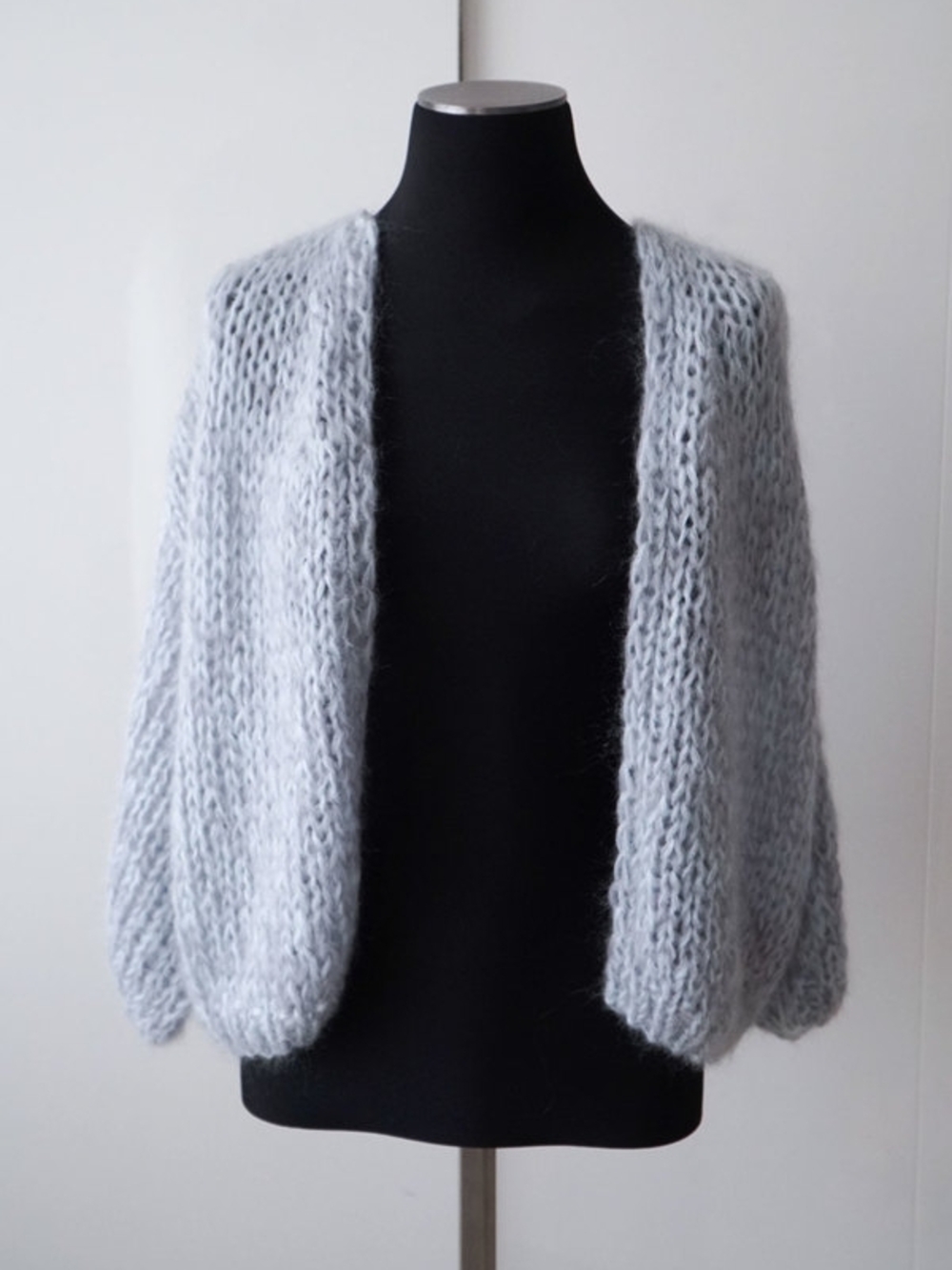 Maiami Light Gray Chunky Open-Front Knit Cardigan